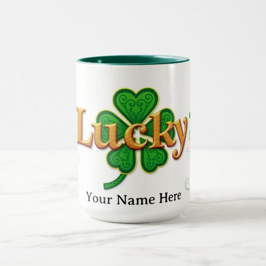 Mug Modern Lucky Green Patterned Shamrock (Centre)