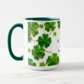Mug Modern Lucky Green Shamrock Gold Trimmed (Gauche)