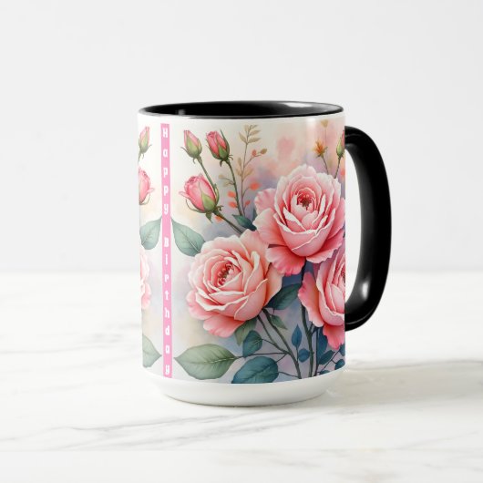 Mug Modern Luxury Pink Roses Beautiful Collection (Devant droit)