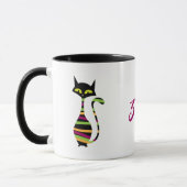 Mug Modern Mid Century Cats texte modifiable (Gauche)