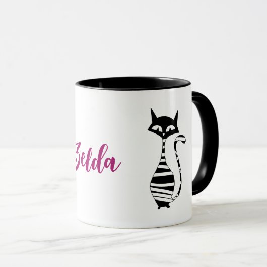 Mug Modern Mid Century Cats texte modifiable (Devant droit)