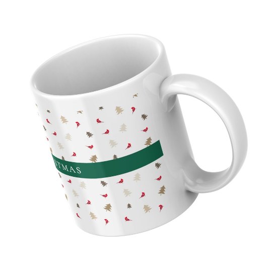 Mug Modern Minimal Red Cardinal Christmas Tree Pattern