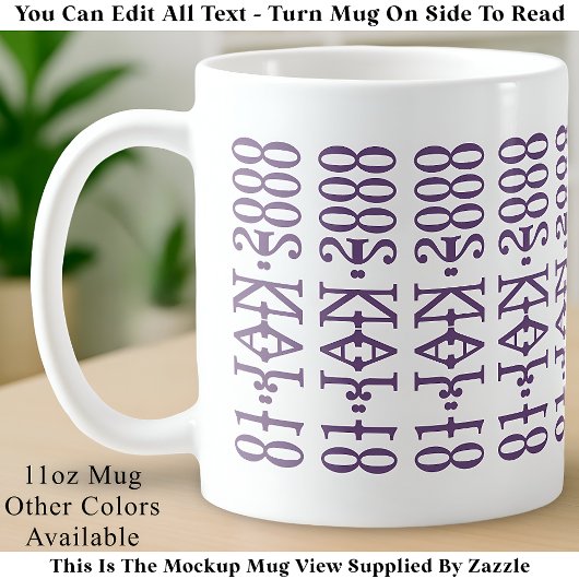Mug Modern Minimalist Date Hidden Message Custom Lilac