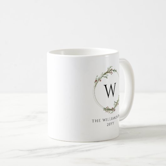 Mug Modern Minimalist Monogram Wreath (Devant droit)