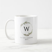 Mug Modern Minimalist Monogram Wreath (Gauche)