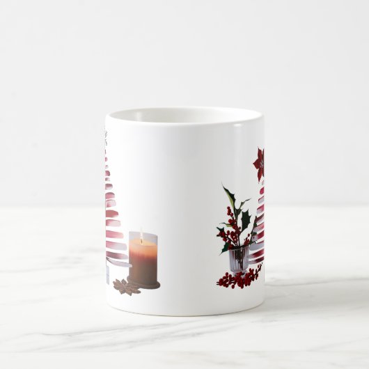 Mug Modern Minimalist Red Brush Stroke Christmas Tree  (Centre)