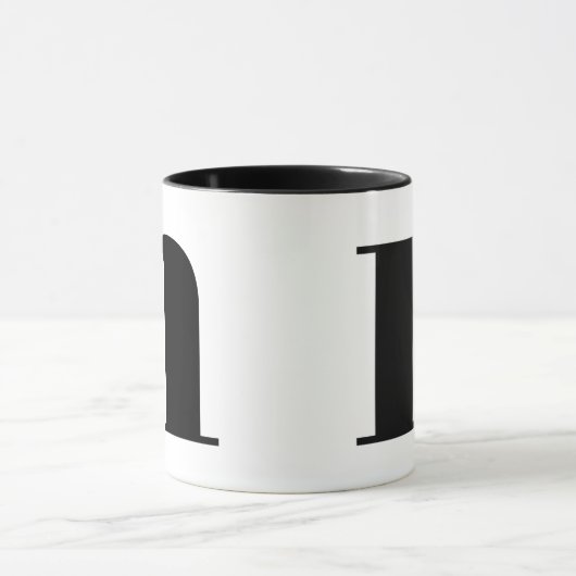 Mug Modern Monogram Initial Letter N Black and White (Centre)