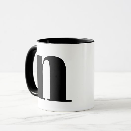 Mug Modern Monogram Initial Letter N Black and White (Devant gauche)