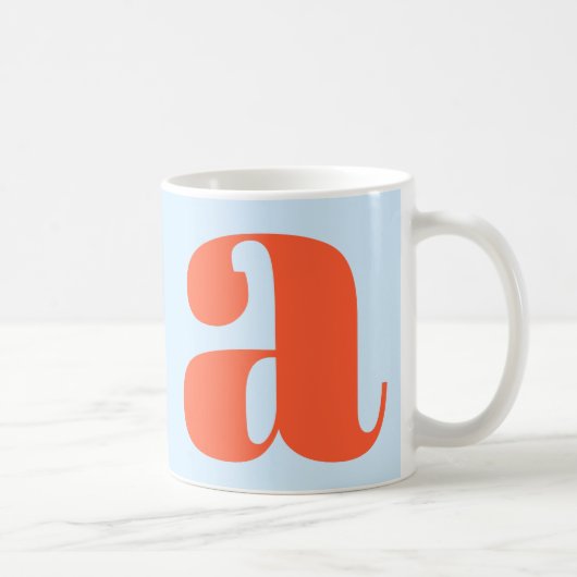 Mug Modern Monogram Initial Letter Soft Blue Orange (Droite)