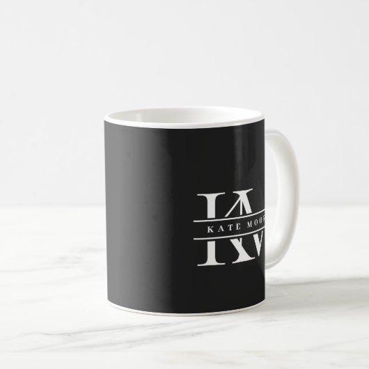 Mug Modern Monogram Initials Professional Black White (Devant droit)