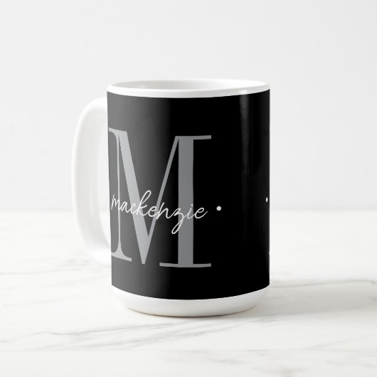 Mug Modern Monogram Minimal Black White (Devant gauche)