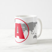 Mug Modern Monogram Red Initial Letter World Map (Devant droit)