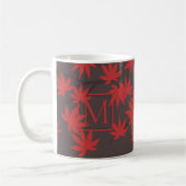 Mug Modern Monogram Red Maple Leaf Grey (Gauche)