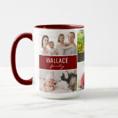 Mug Modern Multi Photo Family Burgundy Red collage (Gauche)
