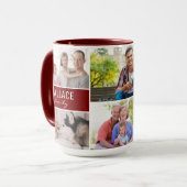 Mug Modern Multi Photo Family Burgundy Red collage (Devant gauche)