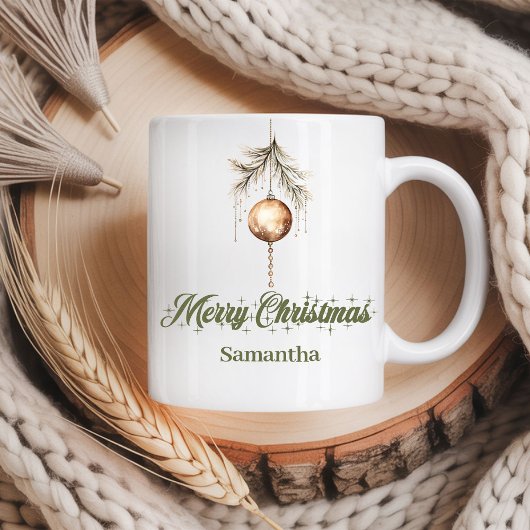 Mug Modern neutral script Nordic look custom name Xmas