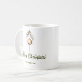 Mug Modern neutral script Nordic look custom name Xmas (Devant gauche)