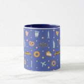Mug Modern NYC Icons & Landmarks Pattern Royal Blue  (Centre)