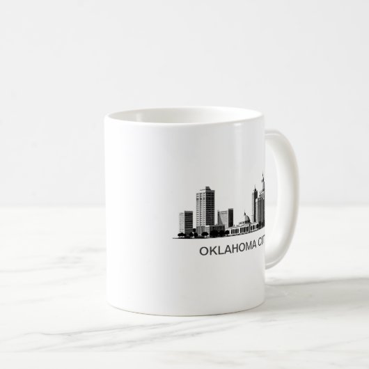 Mug Modern Oklahoma City Stylized Skyline (Devant droit)