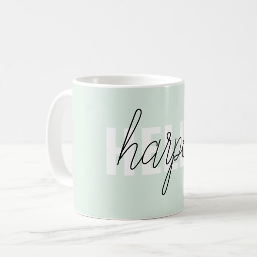 Mug Modern Pastel Mint Bonjour Et Vous Nom (Devant gauche)