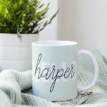 Mug Modern Pastel Mint Bonjour Et Vous Nom<br><div class="desc">Modern Pastel Mint Bonjour Et Vous Nom</div>