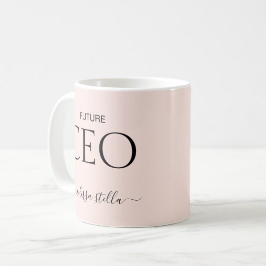 Mug Modern Pink Future CEO Name | Girly Gift (Devant gauche)