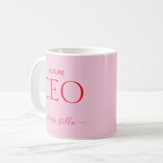 Mug Modern Pink Future CEO Name | Girly Gift (Devant gauche)