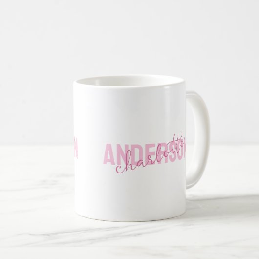 Mug Modern Pink Personalized Name Monogram (Devant droit)