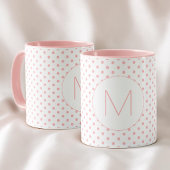 Mug Modern Pink Polka Dot Pattern Initial Monogram