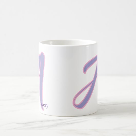 Mug Modern Pink & Purple Monogram Personalized Name A (Centre)