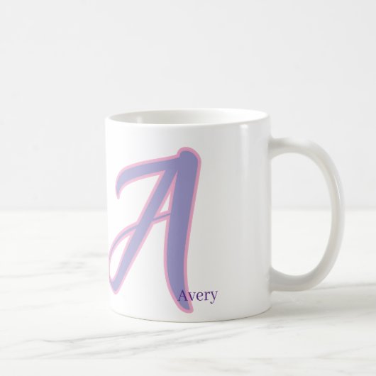 Mug Modern Pink & Purple Monogram Personalized Name A (Droite)