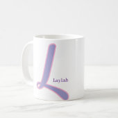 Mug Modern Pink & Purple Monogram Personalized Name L (Devant gauche)