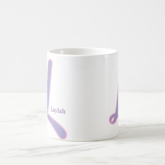 Mug Modern Pink & Purple Monogram Personalized Name L (Centre)