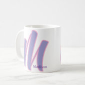 Mug Modern Pink & Purple Monogram Personalized Name M (Devant gauche)
