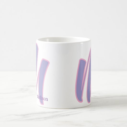 Mug Modern Pink & Purple Monogram Personalized Name M (Centre)