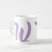 Mug Modern Pink & Purple Monogram Personalized Name W (Devant gauche)
