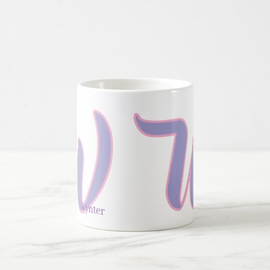 Mug Modern Pink & Purple Monogram Personalized Name W (Centre)
