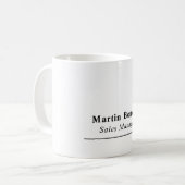 Mug Modern Professional Plain Black & White Name Title (Devant gauche)