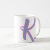 Mug Modern Purple & Pink Monogram Personalized Name K (Devant droit)