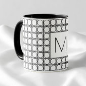 Mug Modern Rattan Pattern Chic Black Initial Monogram