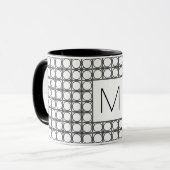 Mug Modern Rattan Pattern Chic Black Initial Monogram (Devant gauche)