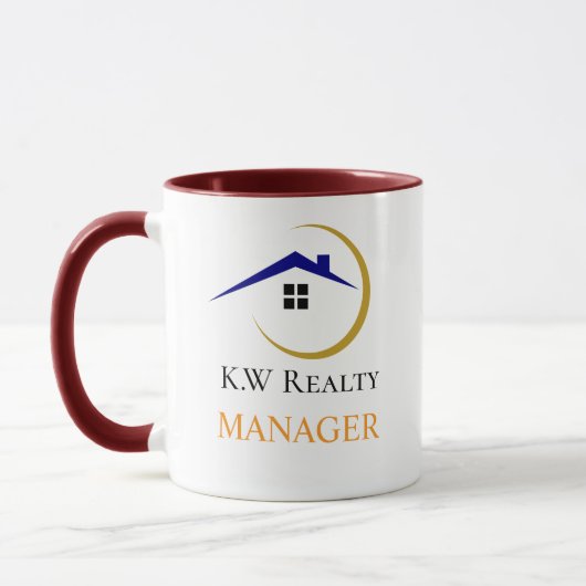 Mug Modern Real Estate white and gold custom logo (Gauche)