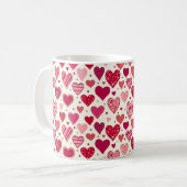 Mug Modern Red & Pink Hearts Pattern (Devant gauche)