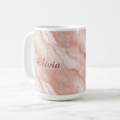 Mug Modern Rose Quartz Marble Gold Glitter (Devant gauche)