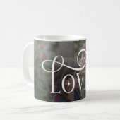 Mug Modern Script Love Custom Engaged Couples Photo (Devant gauche)
