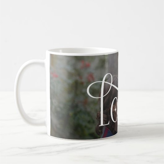 Mug Modern Script Love Custom Engaged Couples Photo (Gauche)