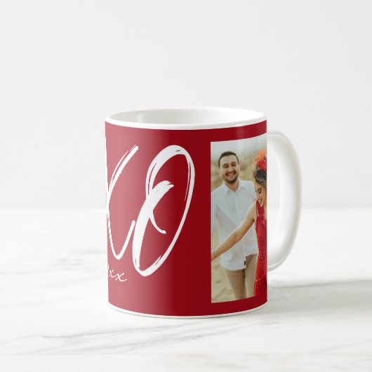 Mug Modern Script XO Year Photo (Devant droit)