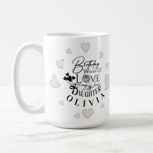 Mug Modern Simple Daughter Birthday Design (Gauche)