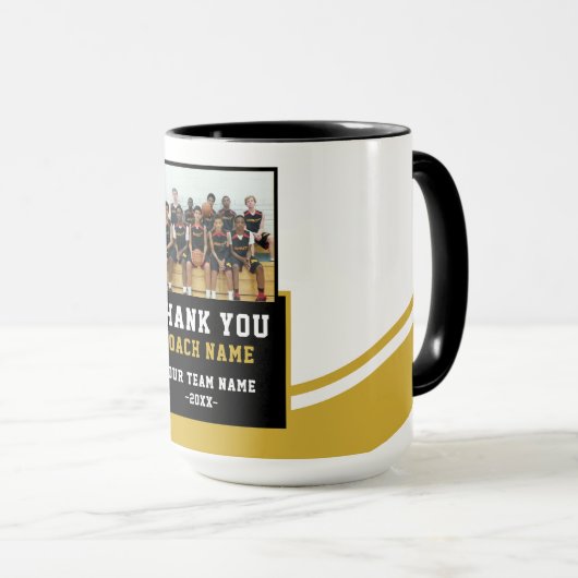 Mug Modern Team Name Photo Coach Thank you (Devant droit)
