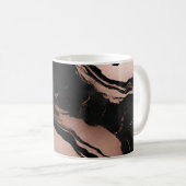 Mug Modern Trendy Black Rose Gold Marble (Devant droit)